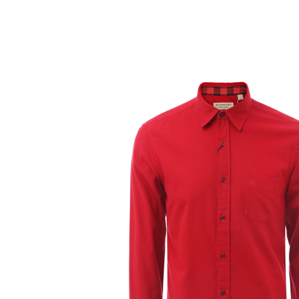 Shop 博柏利红色长袖衬衫，棉质衣领和袖口 80195781