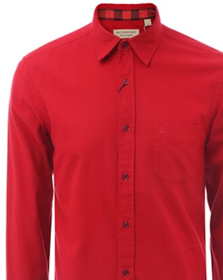 博柏利红色长袖衬衫,棉质衣领和袖口 80195781 Shop 博柏利红色长袖衬衫,棉质衣领和袖口 80195781