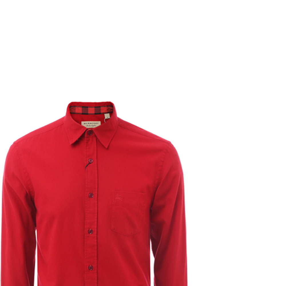 Sizing 博柏利红色长袖衬衫，棉质衣领和袖口 80195781