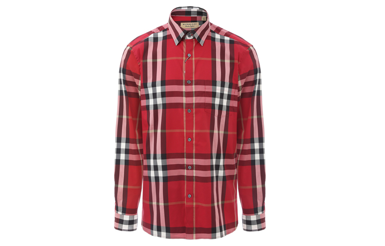 Burberry Red Plaid Button-Down Long-Sleeve Shirt 80043591 圖 2