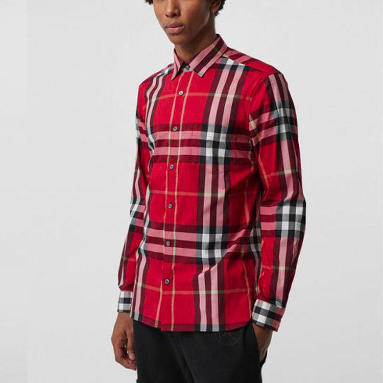 Burberry Red Plaid Button-Down Long-Sleeve Shirt 80043591 圖 5