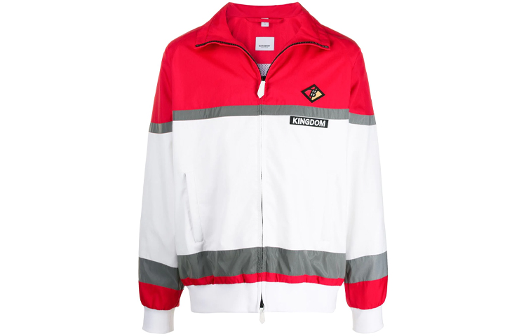 Burberry Red Reflective Patchwork Zip-Up Loose Jacket for Men 45590901