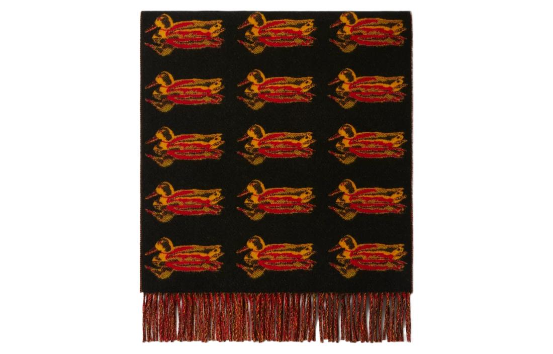 Burberry Red Scarf with Waterbird Print for Men and Women Unisex Couple Style. 80792321 圖 4