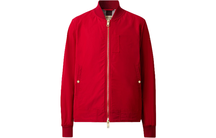 Burberry Red Solid Zip-Up Stand Collar Jacket 40561971