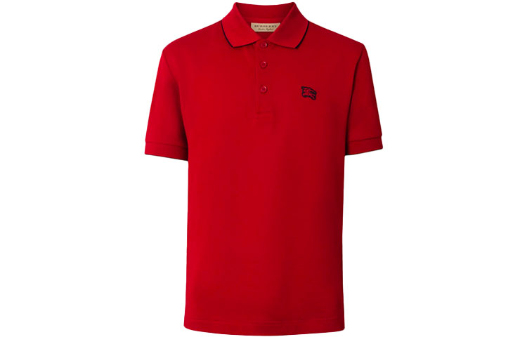 Burberry Red Trimmed Pique Short Sleeve Polo Shirt 80049711