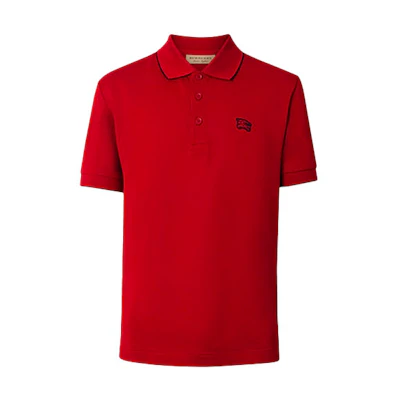 Burberry Red Trimmed Pique Short Sleeve Polo Shirt 80049711