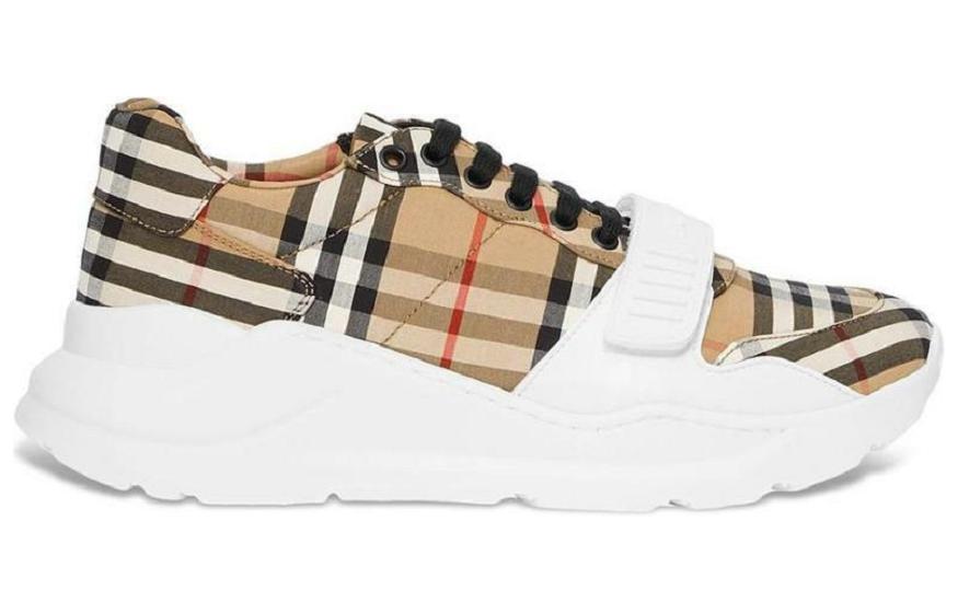 Order 巴宝莉 Regis 男士 棕白格子魔术贴爸爸鞋 8046826