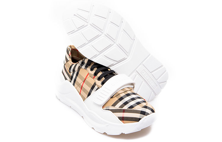 Purchase 巴宝莉 Regis 男士 棕白格子魔术贴爸爸鞋 8046826