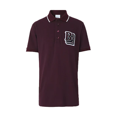 Burberry Relaxed Fit Monogram Cotton Polo Shirt in Dark Chestnut. 80454911