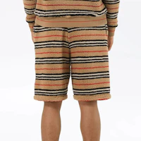 Shop Burberry Relaxed Fit Striped Tie-Waist Shorts Beige Brown 80233531