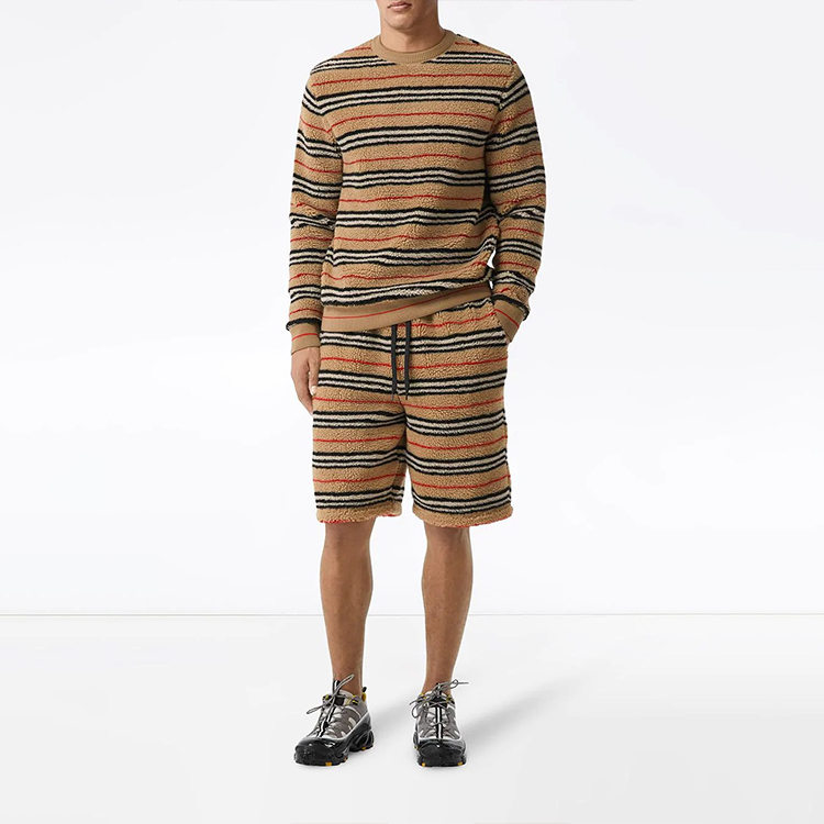 Burberry Relaxed Fit Striped Tie-Waist Shorts Beige Brown 80233531 圖 6