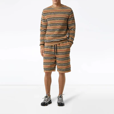 Burberry Relaxed Fit Striped Tie-Waist Shorts Beige Brown 80233531 Details for Burberry Relaxed Fit Striped Tie-Waist Shorts Beige Brown 80233531