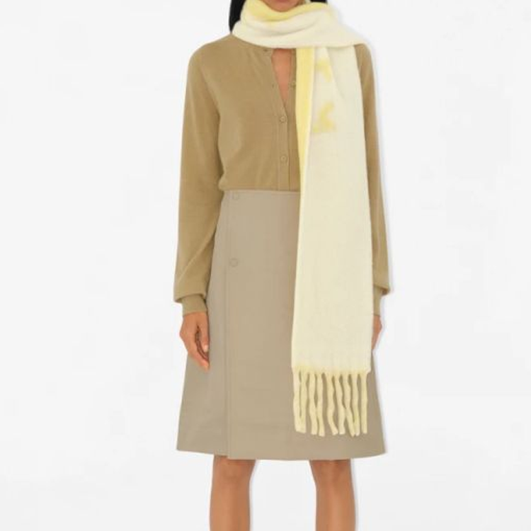 Burberry Reversible Alpaca Wool Scarf Unisex Yellow Couple Style. 80972111 圖 5