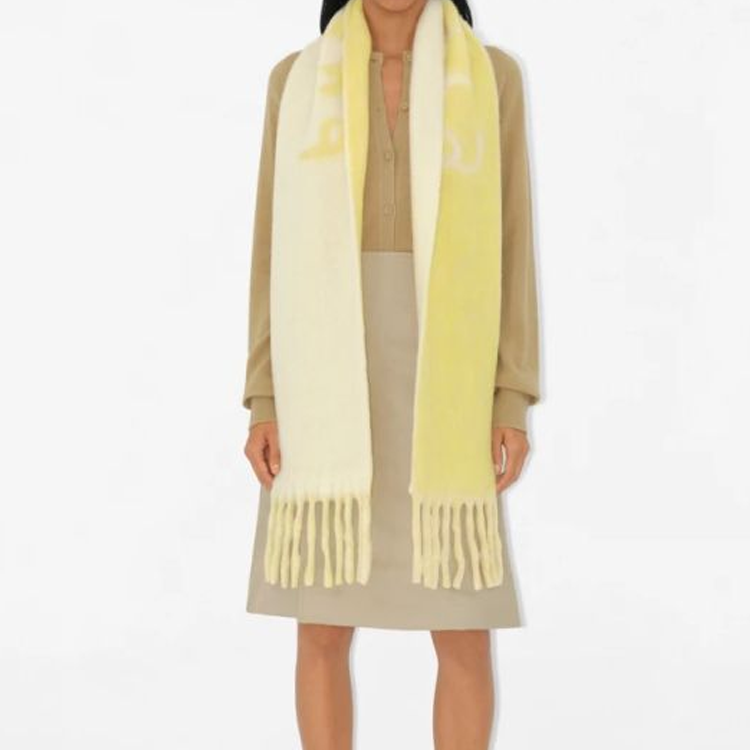 Burberry Reversible Alpaca Wool Scarf Unisex Yellow Couple Style. 80972111 圖 6