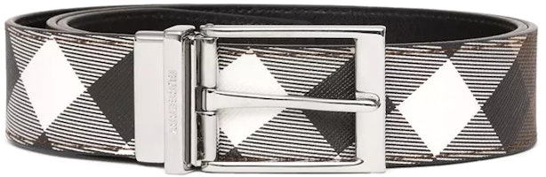 Burberry Reversible Check Canvas Leather Belt Dark Birch Brown/Black 3.5cm 80369581 Burberry Reversible Check Canvas Leather Belt Dark Birch Brown/Black 3.5cm 80369581