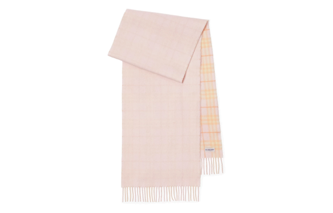 Burberry Reversible Check Cashmere Scarf Unisex Couple Style Pink 80832761 圖 2