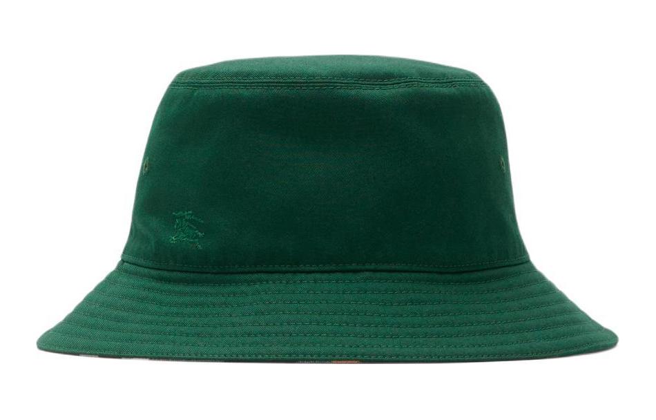 Burberry Reversible Check Polyester Cotton Bucket Hat Green Unisex Couple Style 80825711