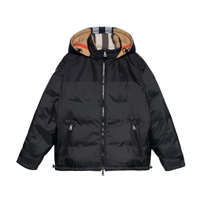 Burberry Reversible Detachable Hood Puffer Winter Jacket Black Mens 80331151