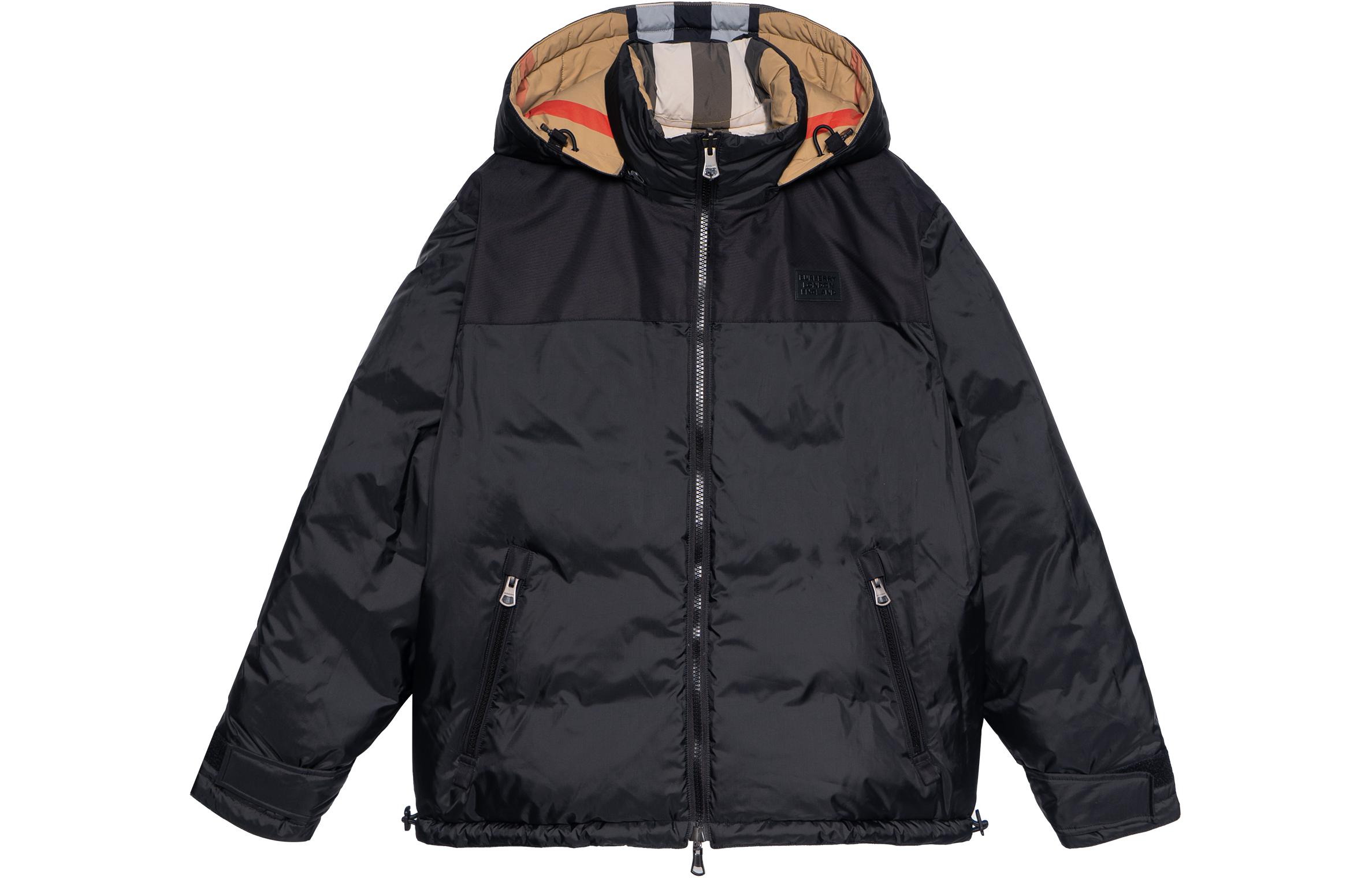 Order Burberry 男士可拆卸連帽雙面羽絨冬季外套 黑色 80331151