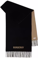 Burberry Reversible Fringe Logo Wool Scarf Unisex Couple Style - Black. 80787831 Burberry Reversible Fringe Logo Wool Scarf Unisex Couple Style - Black. 80787831