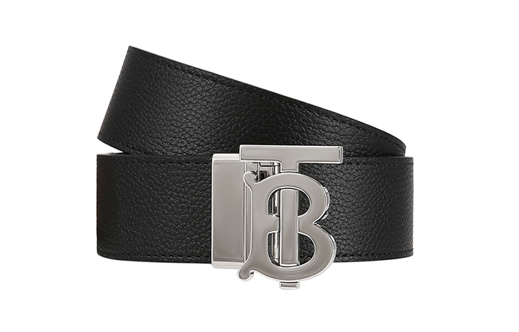 Shop Burberry Sabuk Kulit Reversible Hitam/Coklat/Perak Lebar 3.5cm. 80432471