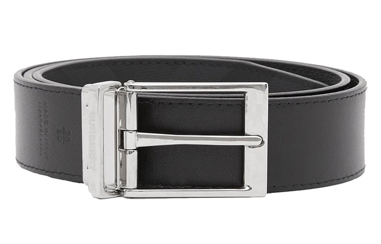 Burberry Reversible London Check Leather Belt Black 3.5cm Wide 80241581