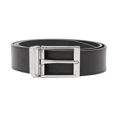 Burberry Reversible London Check Leather Belt Black 3.5cm Wide 80241581