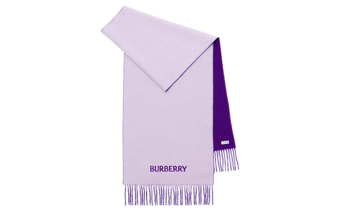 Burberry Reversible Purple Embroidered Letter Wool Scarf Unisex Couple Style. 80791851