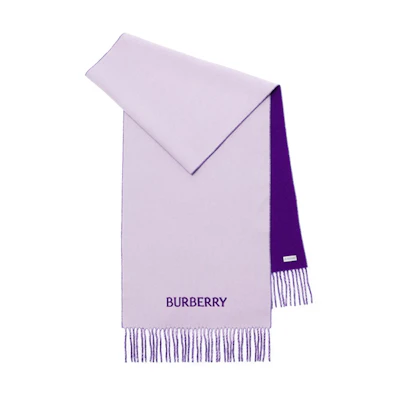 Burberry Reversible Purple Embroidered Letter Wool Scarf Unisex Couple Style. 80791851