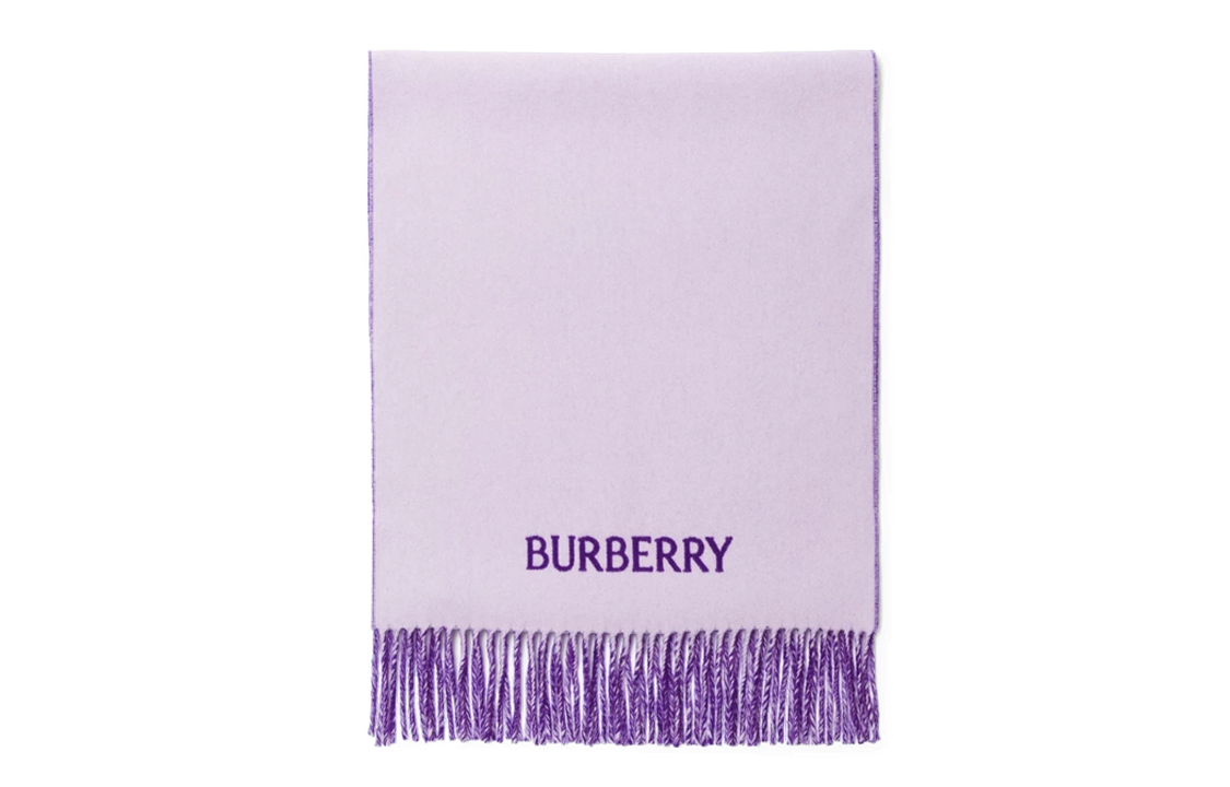 Burberry Reversible Purple Embroidered Letter Wool Scarf Unisex Couple Style. 80791851 圖 3