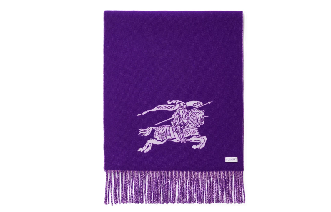 Burberry Reversible Purple Embroidered Letter Wool Scarf Unisex Couple Style. 80791851 圖 4