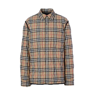 Burberry Reversible Quilted Plaid Cotton Jacket Winter Brown 80296491