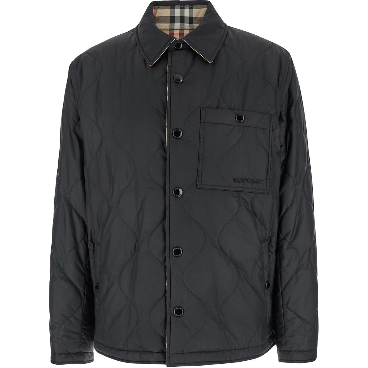 Burberry Reversible Single-Breasted Jacket - Black Long Sleeve Coat 81001371