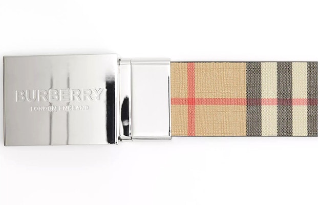 Burberry Reversible Vintage Check Canvas Belt for Men Beige 3.5cm 80198171 Cheap Burberry Reversible Vintage Check Canvas Belt for Men Beige 3.5cm 80198171