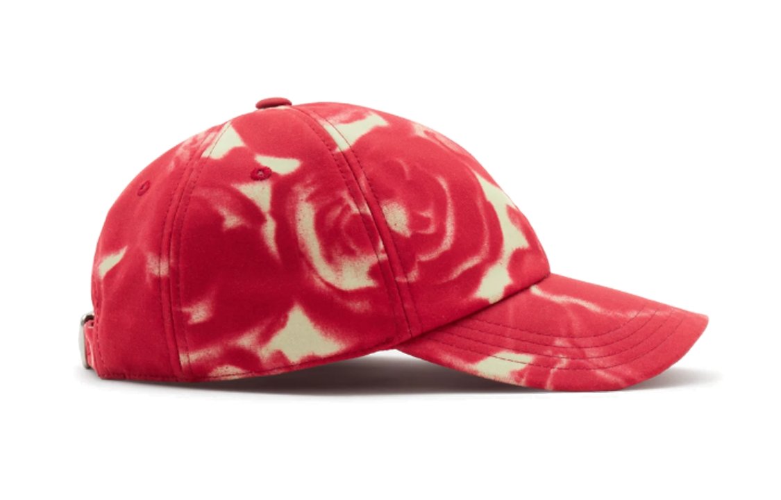 Shop Burberry Rose Print Cotton Baseball Cap Unisex Red 80822261