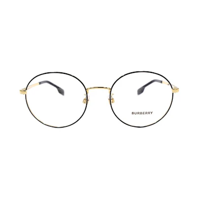 BURBERRY Round Eyeglasses B.LOGO Asian Fit Optical 1345D Black Gold for Men B1345D-1326