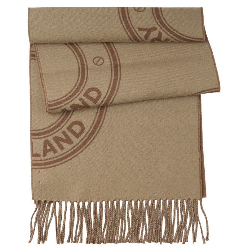 Burberry Round Logo Tassel Cashmere Scarf Unisex Couple Style Brown. 80746941 圖 3