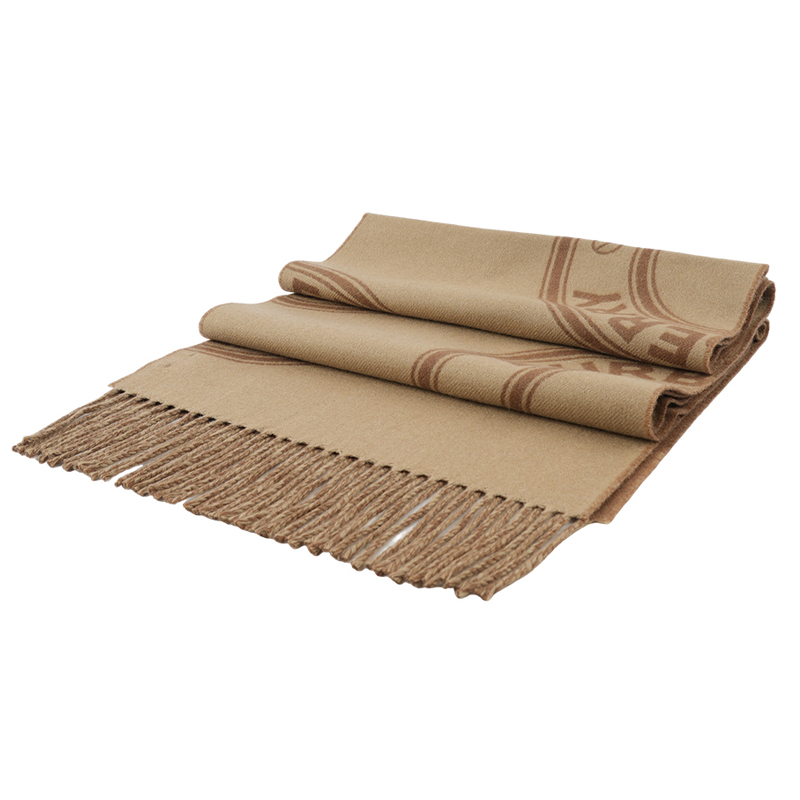 Burberry Round Logo Tassel Cashmere Scarf Unisex Couple Style Brown. 80746941 圖 5