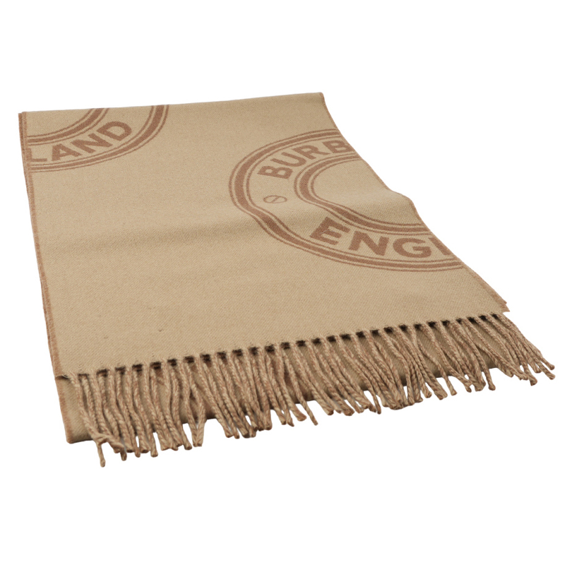 Burberry Round Logo Tassel Cashmere Scarf Unisex Couple Style Brown. 80746941 圖 7