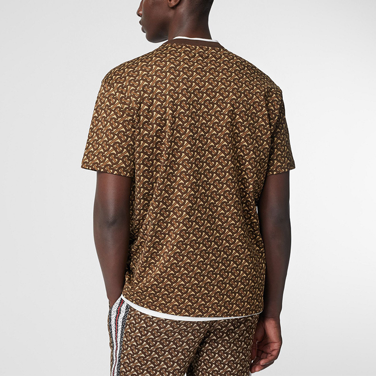 Burberry Saddle Brown Striped Print Crewneck T-Shirt 80182391 圖 7