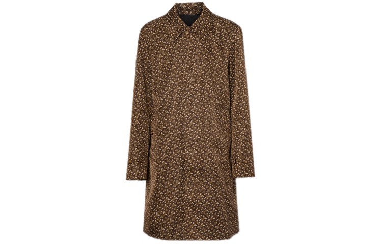 Order Burberry Saddle Brown Trench Coat with Logo Print Long Sleeves 80182651