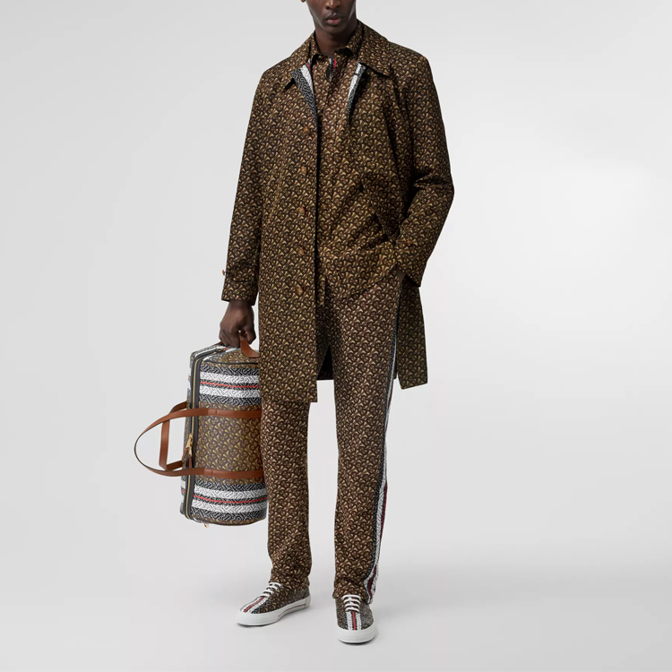 Lookbook Burberry Saddle Brown Trench Coat with Logo Print Long Sleeves 80182651