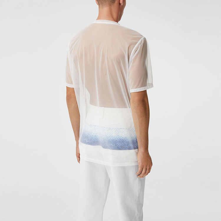 Burberry Sea Maiden Print Sheer Jersey Short Sleeve T-Shirt White Tee 45676401 圖 4