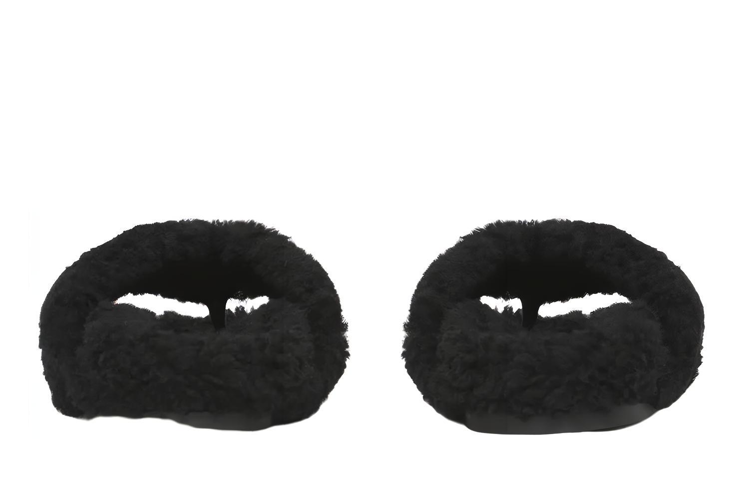 Shop Burberry Shearling Slide 'Black' 80506771