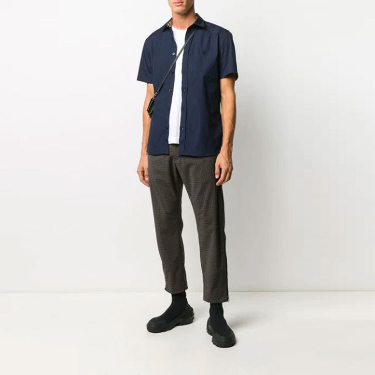 Burberry Short-Sleeve Monogram Shirt in Navy Blue 8032311 圖 4