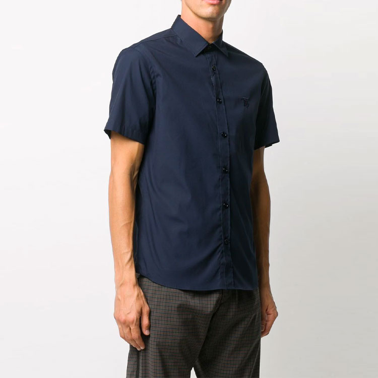 Burberry Short-Sleeve Monogram Shirt in Navy Blue 8032311 圖 5