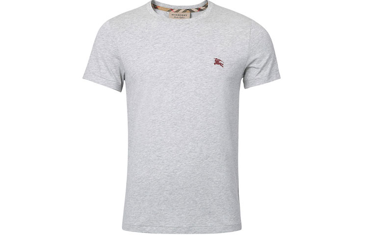 Burberry Short Sleeve Embroidered Crew Neck T-Shirt Grey. 80038301