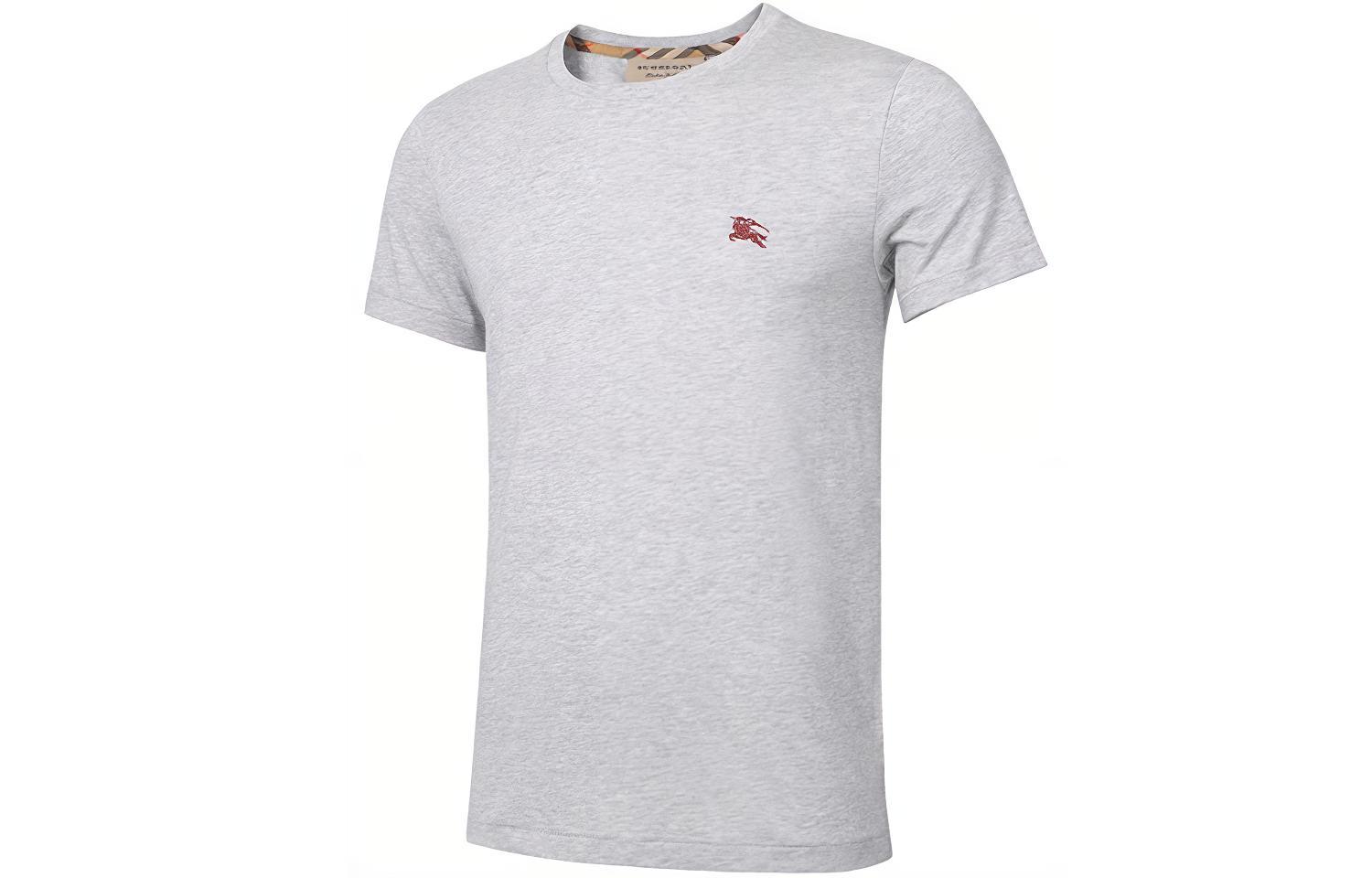 Shop Burberry 刺繡短袖圓領T恤 灰色 80038301