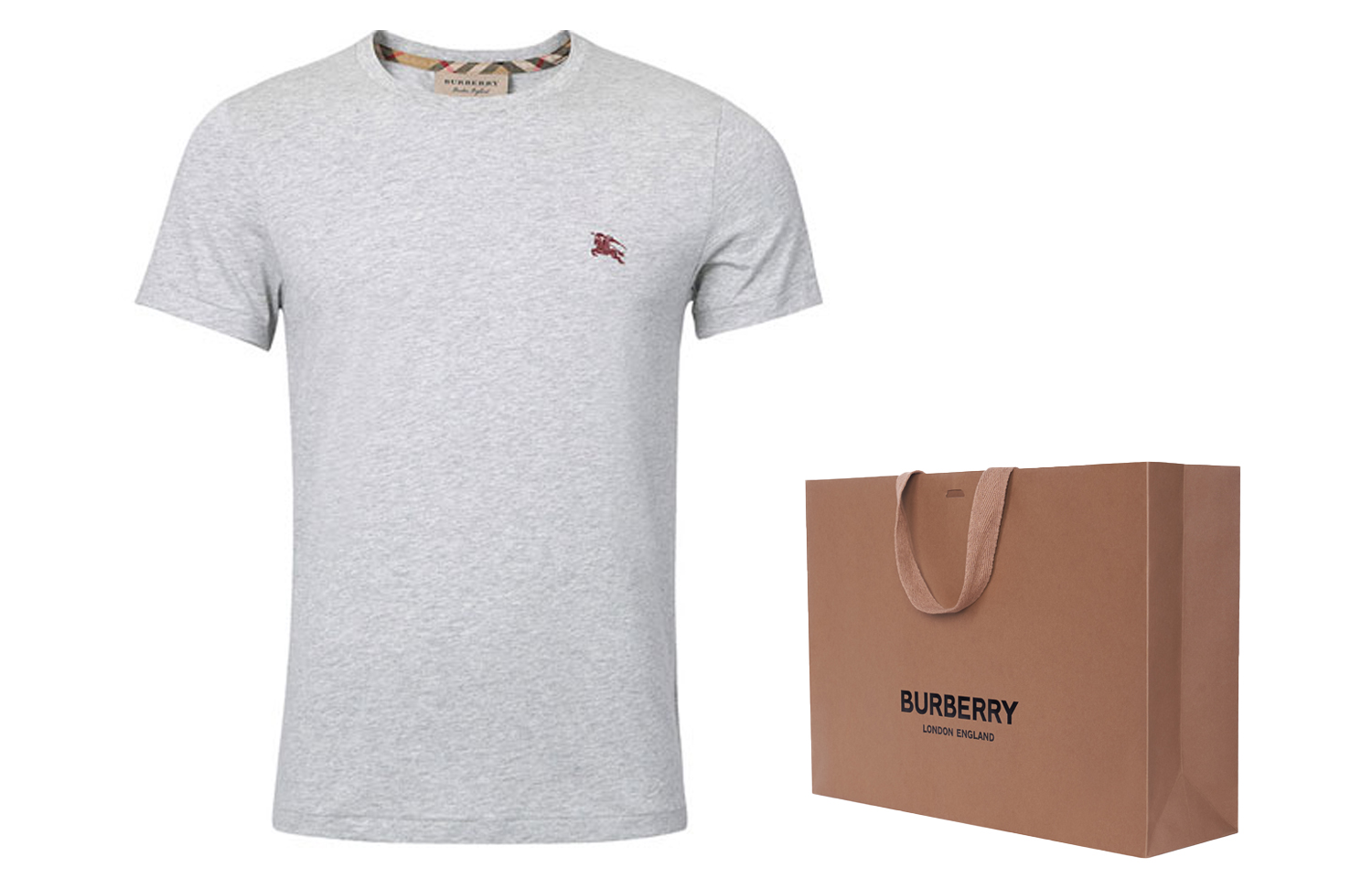 Cheap Burberry 刺繡短袖圓領T恤 灰色 80038301