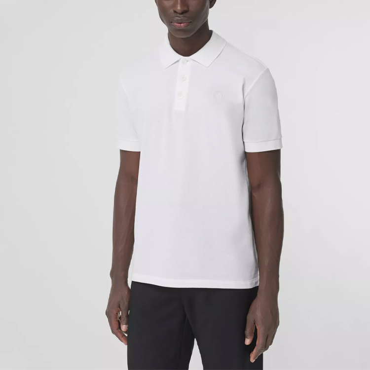 Burberry Short Sleeve Polo Shirt with Monogram Design in White. 80431231 圖 3